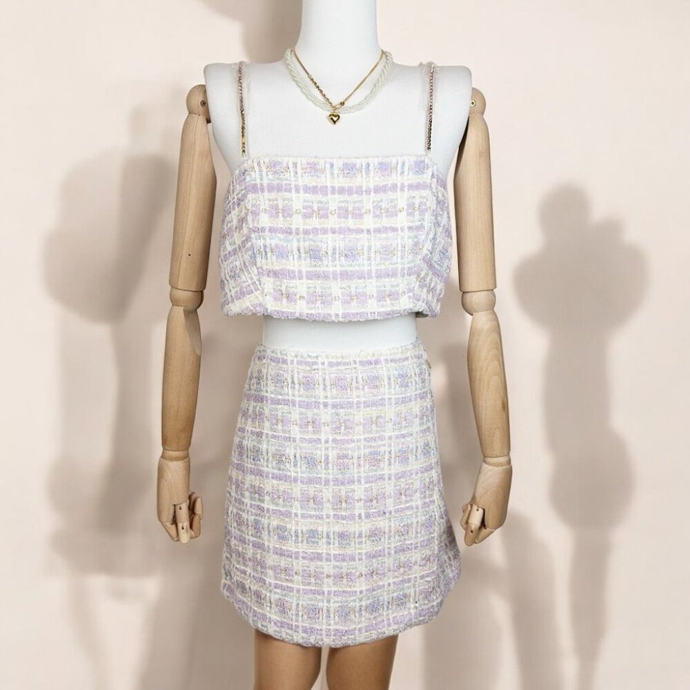 NWT House of Harlow 1960 Tweed Crop Top and Mini Skirt Set - Picture 4 of 12